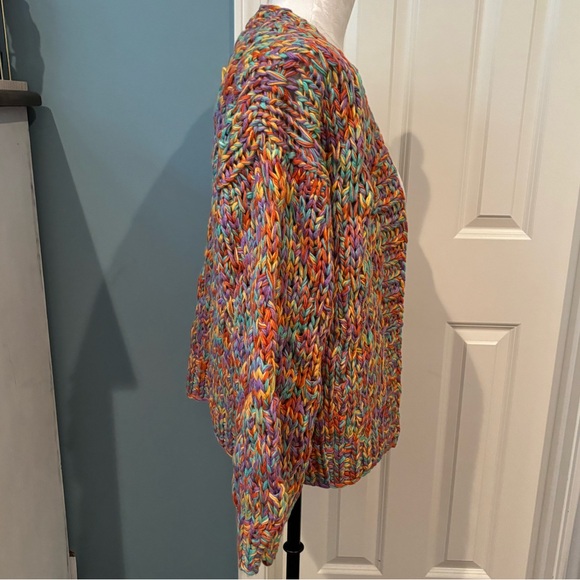 Rainbow Chunky Knit Cardigan Sweater - Picture 3 of 8